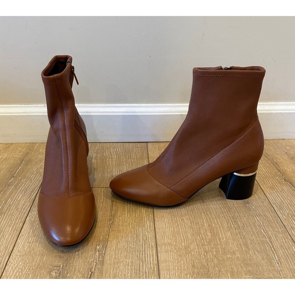 3.1 Phillip Lim Z4494 Womens Cognac Drum Leather 70mm Ankle Boots Size EU39 US 9